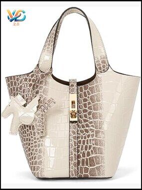 Tote Bag Vegan Leather Bucket Purse Top Handle Handbag Shoulder Bag Detachable
